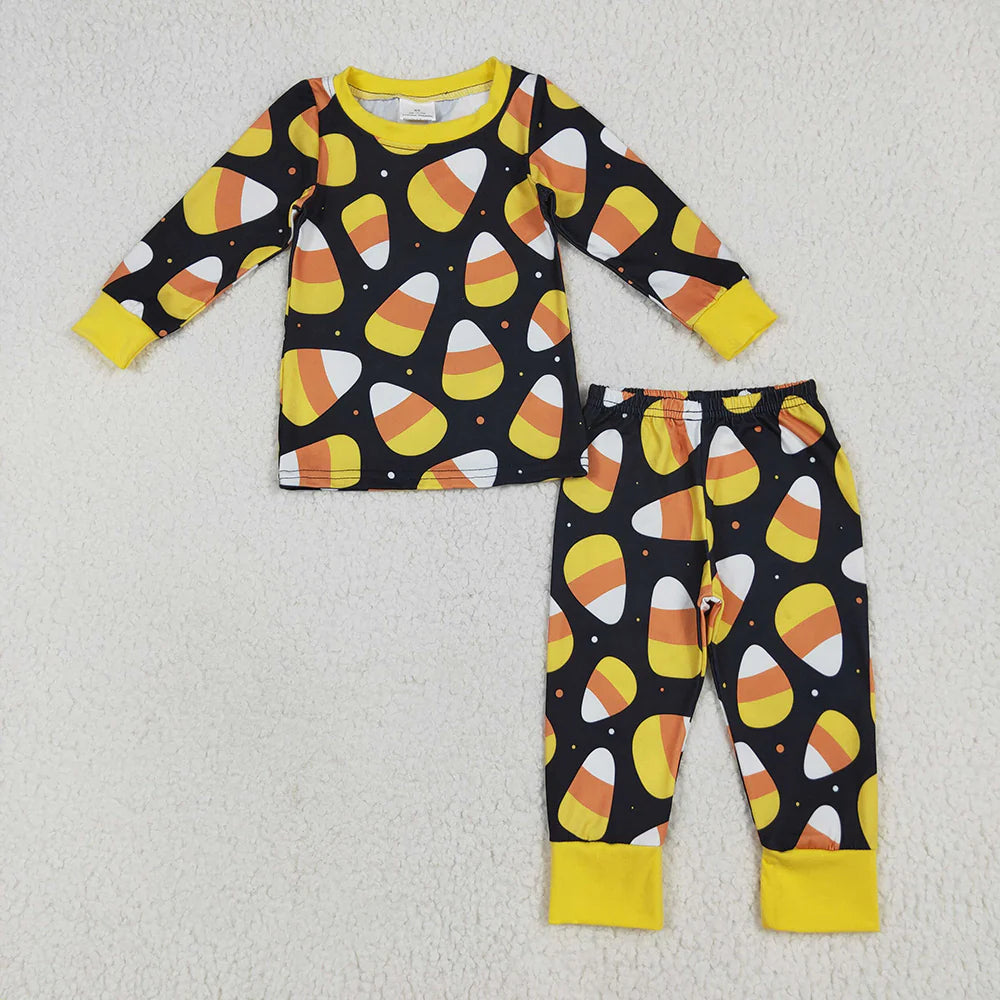 10.3 RTS Sibling Baby Kids Black Halloween Candy Rompers Pajamas