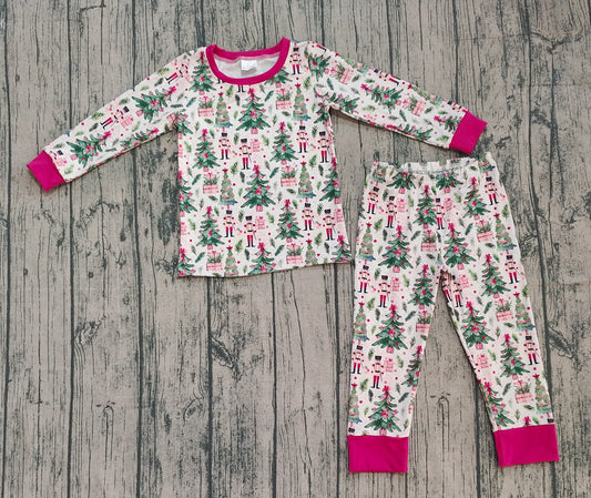 9.23 BLP1206 XS-3XL Sample No Moq Fast Coming Baby Boys Christmas Trees Soldiers Top Pant Pajamas Sets