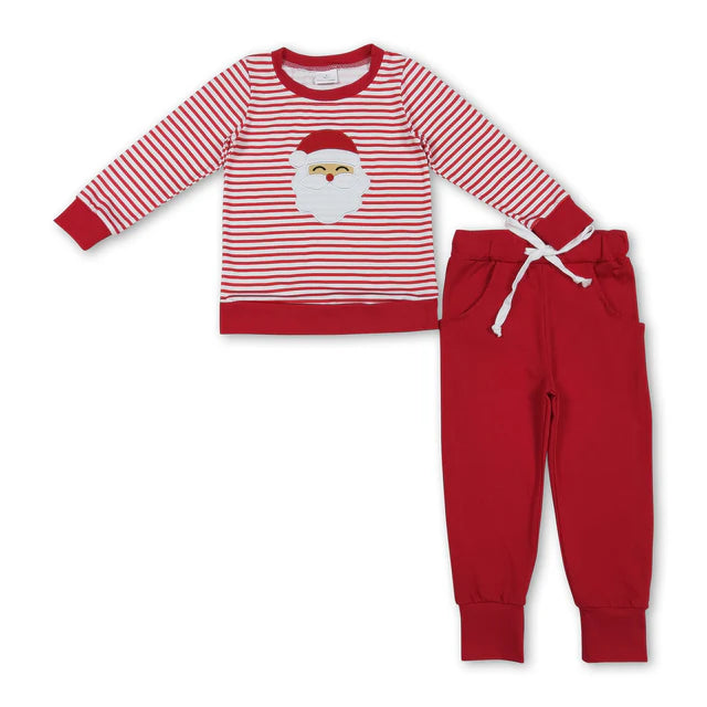 RTS Sibling Embroidery Santa Baby kids Shirts Top Pockets Leggings Christmas Clothes Sets
