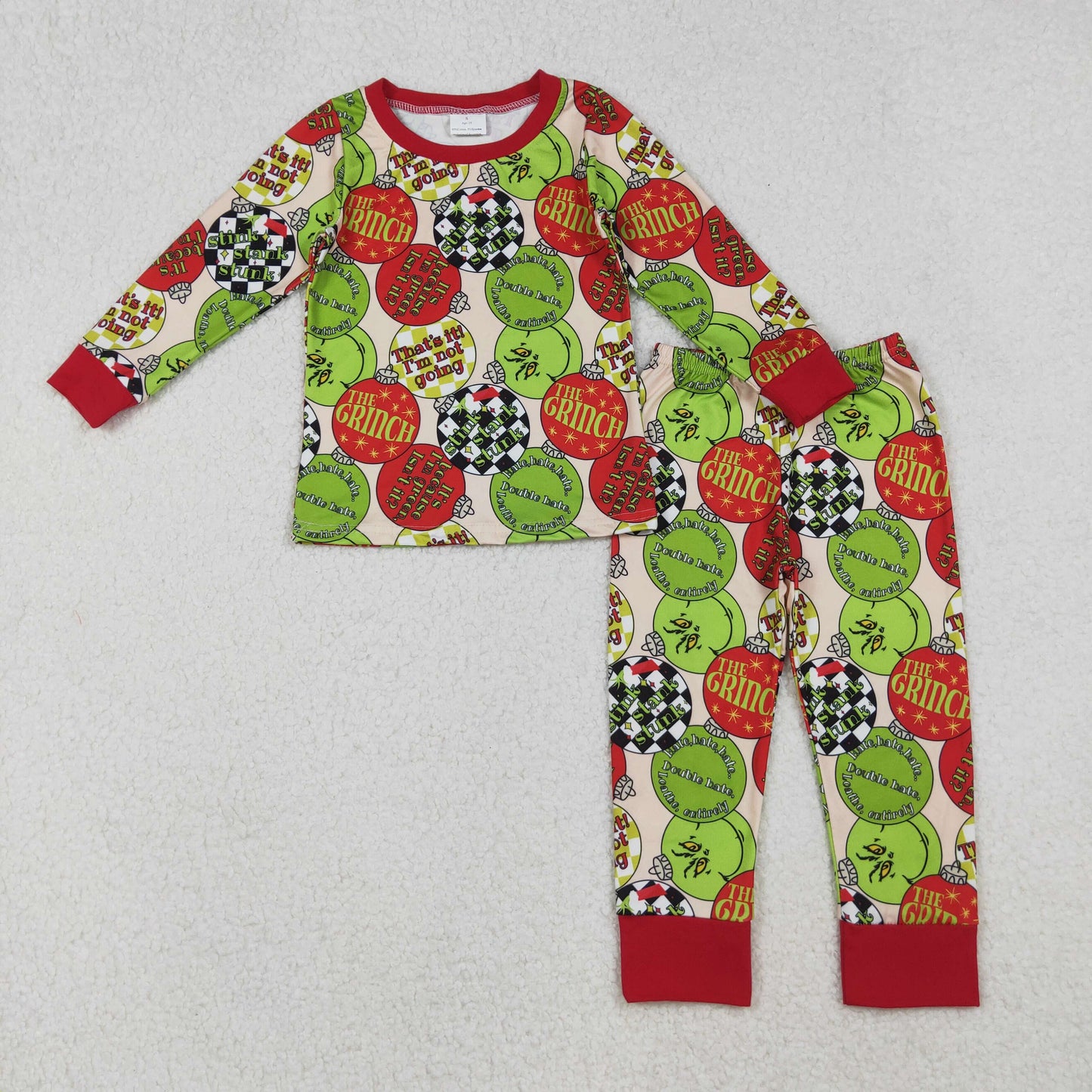 10.10 RTS NO MOQ (In stock)BLP1282 Baby Boys Winter Outfits Baby Boys Grin Lights Plaid Top Pants Christmas Pajamas Sets
