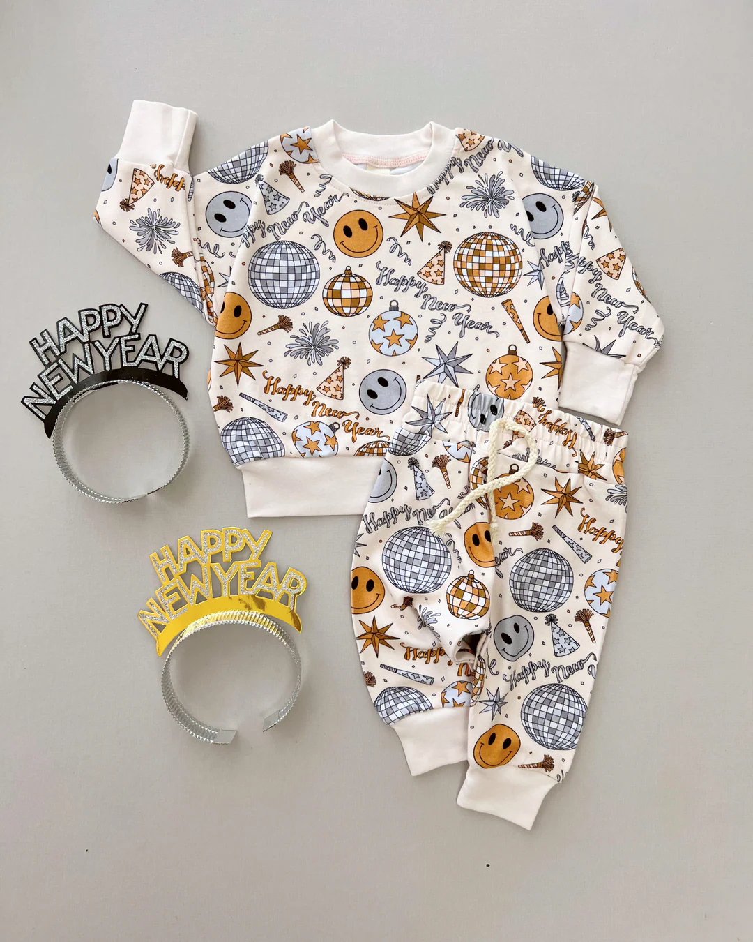 9.22 BLP1300 Baby Boys Happy New Smiles Stars Top Pants Pajamas Sets Preorder