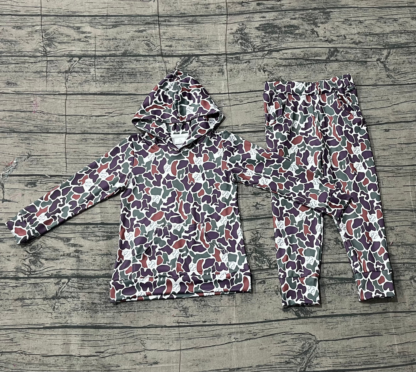 12.10 BLP1412 Sample No Moq Baby Boys Southern Camo Hoodies Pockets Jogger Pants Clothes Sets