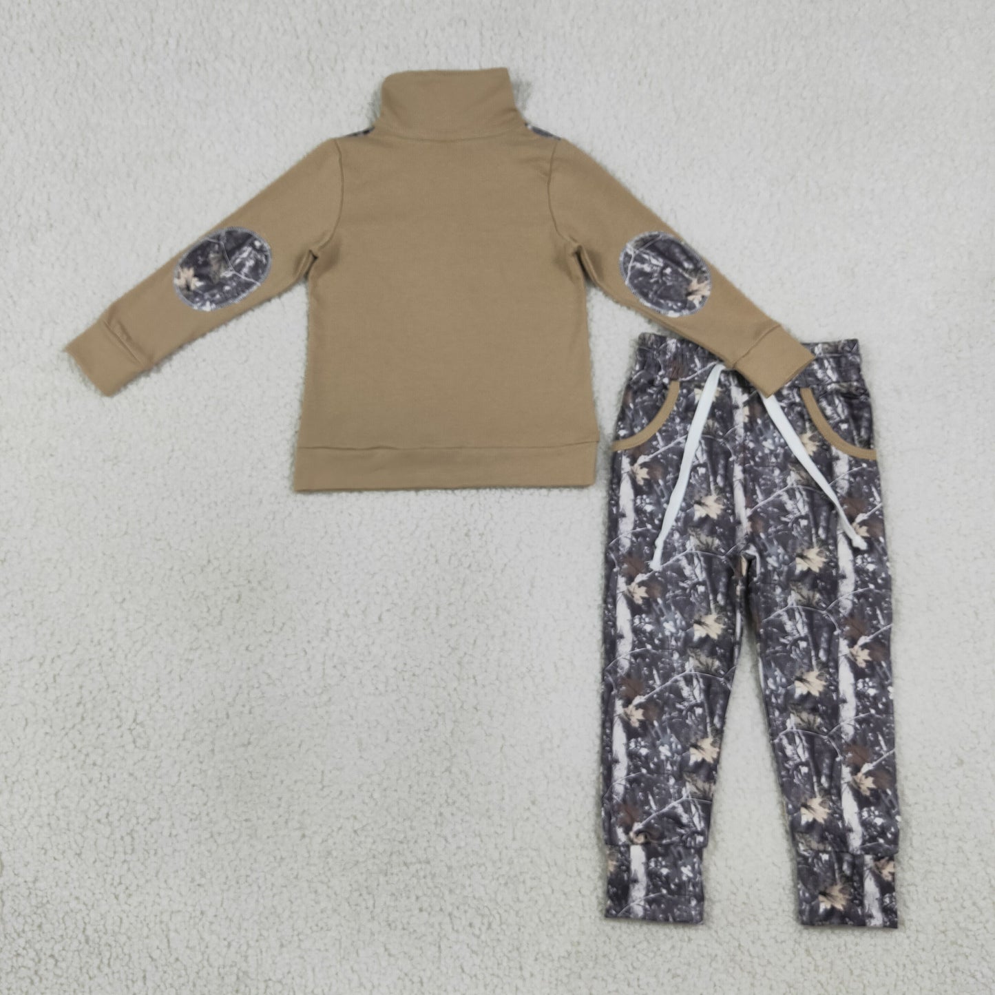 RTS NO MOQ (In stock)milk silk BLP1446 Baby Boys Camo Print Long Sleeve Zip Up Pullover T