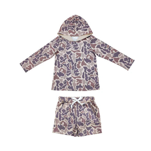 10.15 RTS Sibling Baby Boys Camo Hoodies Top Pockets Shorts Southern Clothes Sets