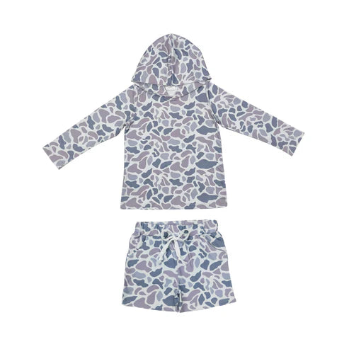 10.15 RTS Sibling Baby Boys Camo Hoodies Top Pockets Shorts Southern Clothes Sets