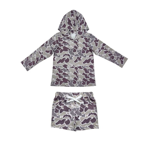 10.15 RTS Sibling Baby Boys Camo Hoodies Top Pockets Shorts Southern Clothes Sets
