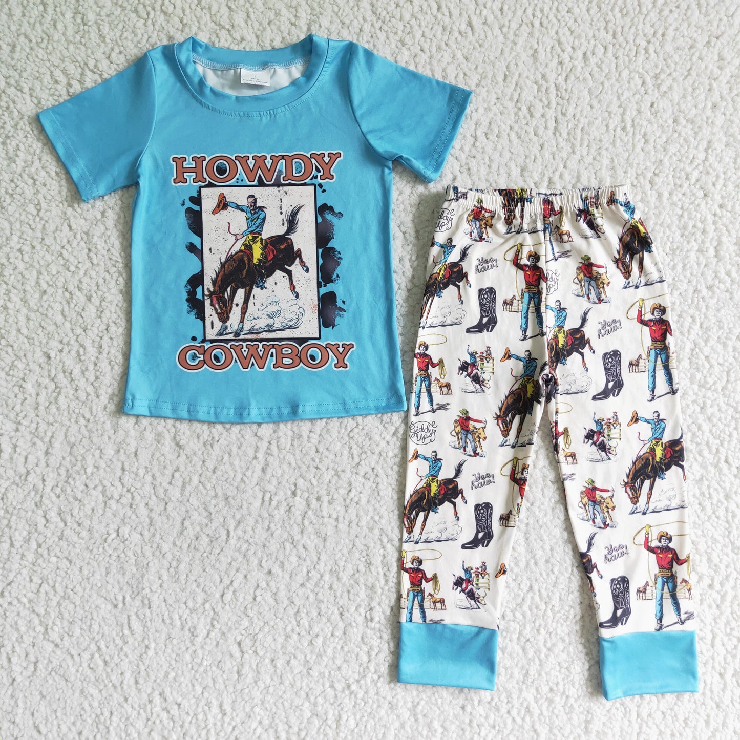 BSPO0004 Baby boys western howdy cowboy pants outfits sets