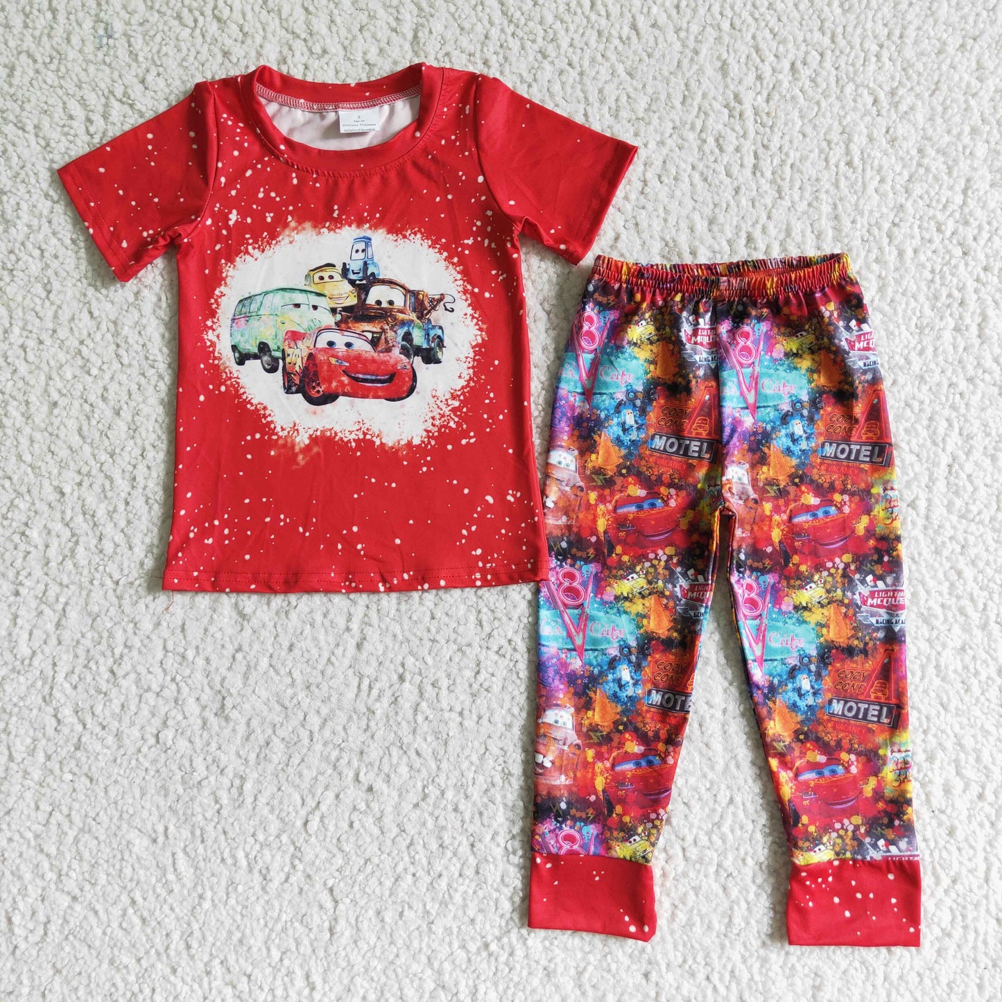 BSPO0011 Baby boys racing red car legging sets