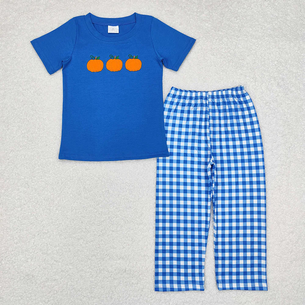10.3 RTS Sibling Baby Boys Dogs Pumpkin Tops Pants Outfits Clothes Sets