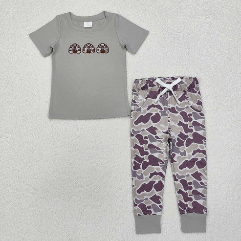9.22 RTS Sibling Baby Boys Girls Embroidery Turkey Pie Short Sleeves Pants Thanksgiving Clothes Sets
