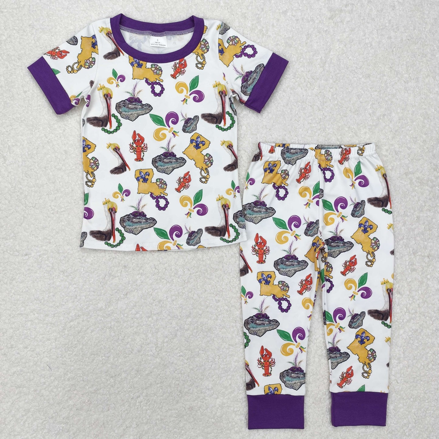 BSPO0546Baby Boys Mardi Gras Bird Shirt Pants Pajamas Clothes Sets