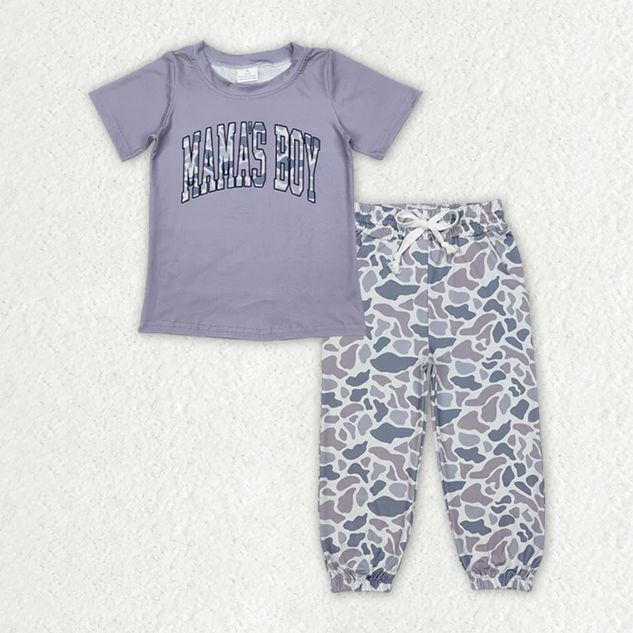 8.12 BSPO0565 RTS NO MOQ Baby Boys Spring Outfits baby boy clothes mama‘s boy camo boy fall spring outfit