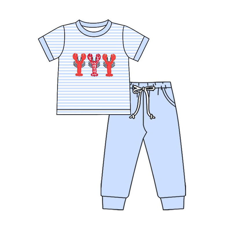 10.17 BSPO0616 Pre order No Moq Baby Boys Short SleeveTop Checked Pockets Leggings Clothes Sets