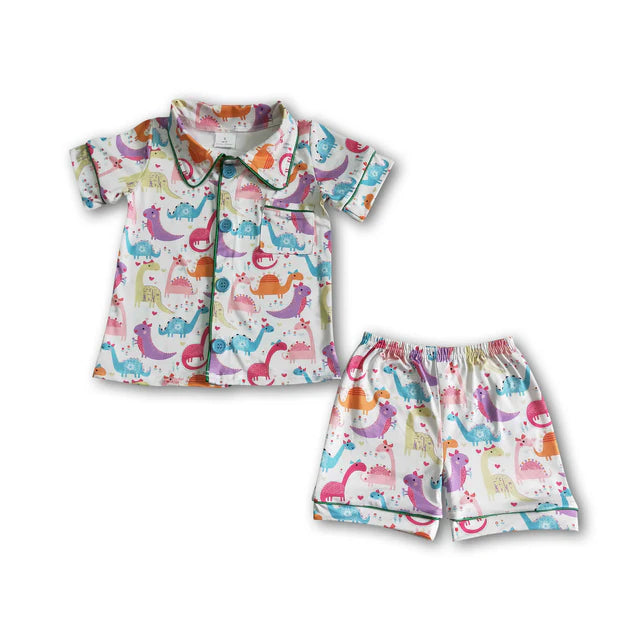 BSSO0052 Sales New RTS No Moq Promotion Short sleeve shirt ruffle shorts girls summer pajamas