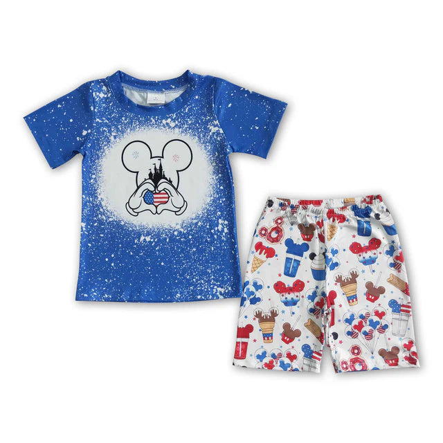 BSSO0068 Sales New RTS No Moq Promotion Heart cute boy 4th of july clothing