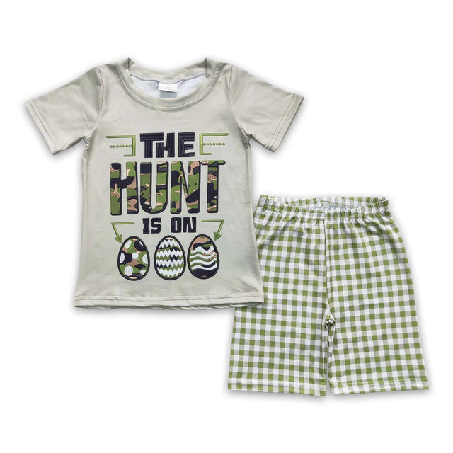 BSSO0096 Sales New RTS NO MOQ Baby Boys Easter hunting eggs shorts sets