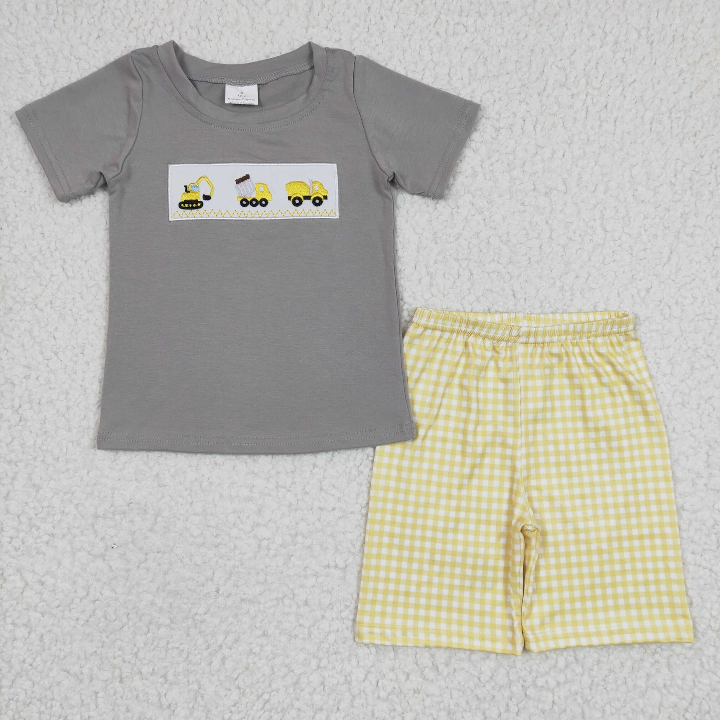 BSSO0124 Sales New RTS No Moq Promotion Baby Boys Construction Summer Shorts Clothes Sets