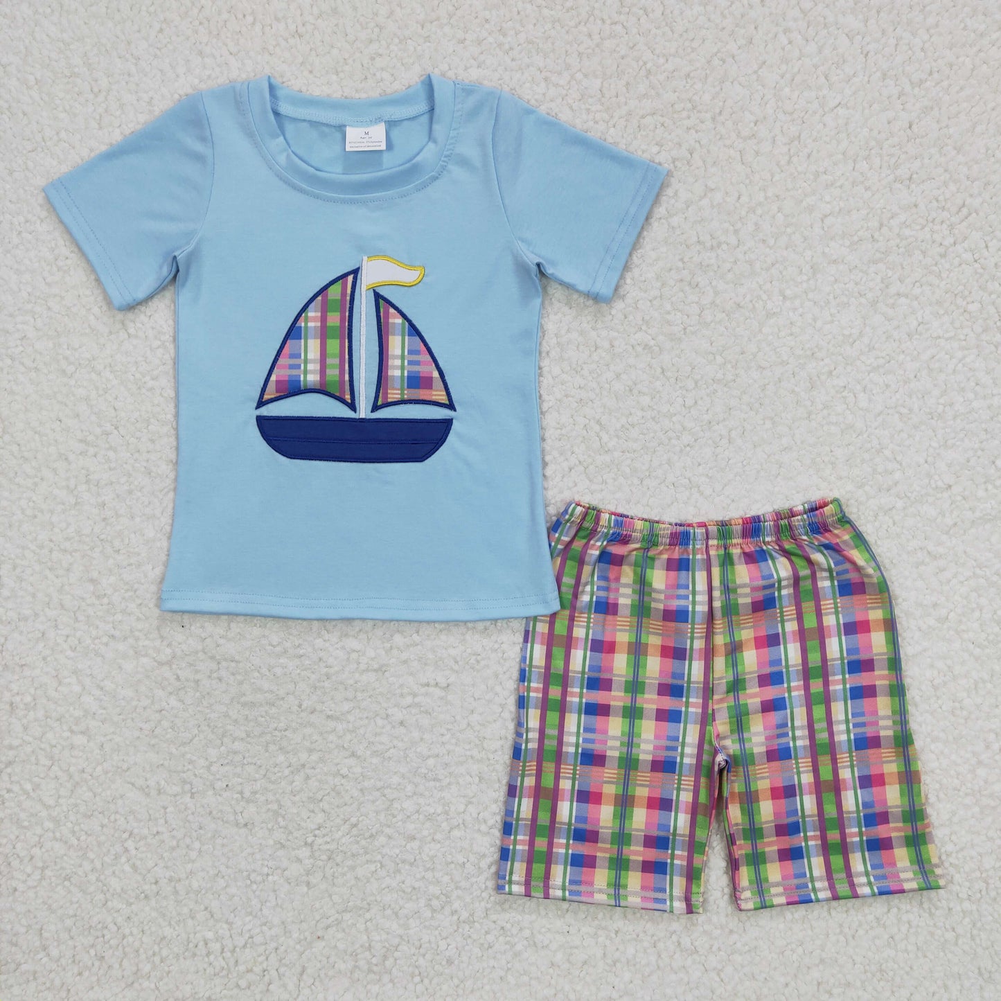 BSSO0127 Sales New RTS No Moq Promotion Baby Boys Summer Boats shorts Clothes Sets