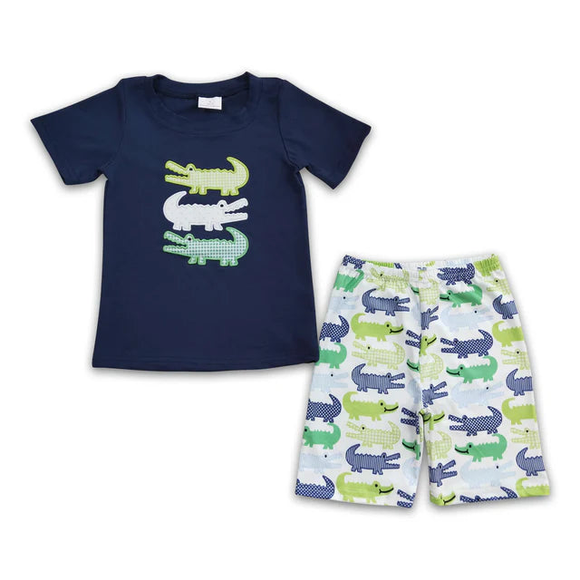 BSSO0132 Sales New RTS No Moq Promotion embroidery cotton shirt shorts kids boy outfits
