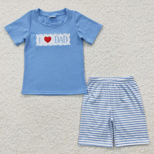 10.15 RTS Sibling Baby Boys I love Dad Summer Shorts Clothes Sets