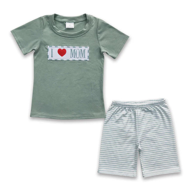 USA Warehouse (IN STOCK) Baby Boys Summer Embroidered and Printed Short-Sleeve Top and Shorts Set