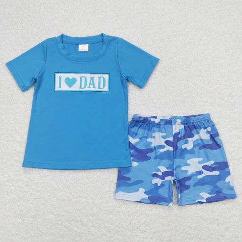 10.15 RTS Sibling Baby Boys I love Dad Summer Shorts Clothes Sets