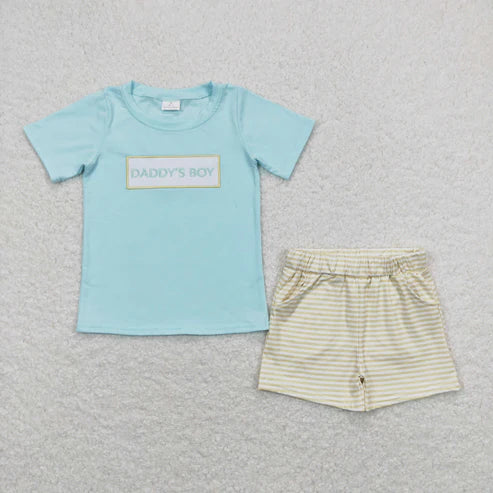 10.15 RTS Sibling Baby Boys I love Dad Summer Shorts Clothes Sets