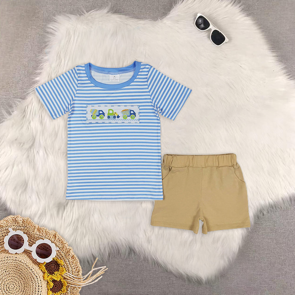 8.12 RTS Sibling Baby Boys Summer Boys Outfits Stripe constructions top pocket shorts boys clothing