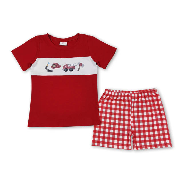 RTS Sibling truck top plaid shorts boys clothes