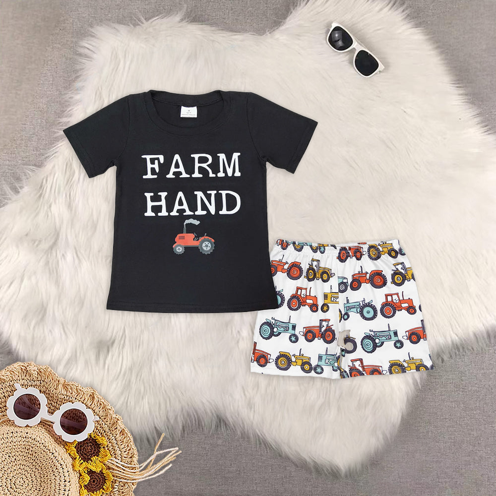 8.01 RTS NO MOQ Baby Boys Summer Boys Outfits Sibling Farm life is the best life boy clothing set