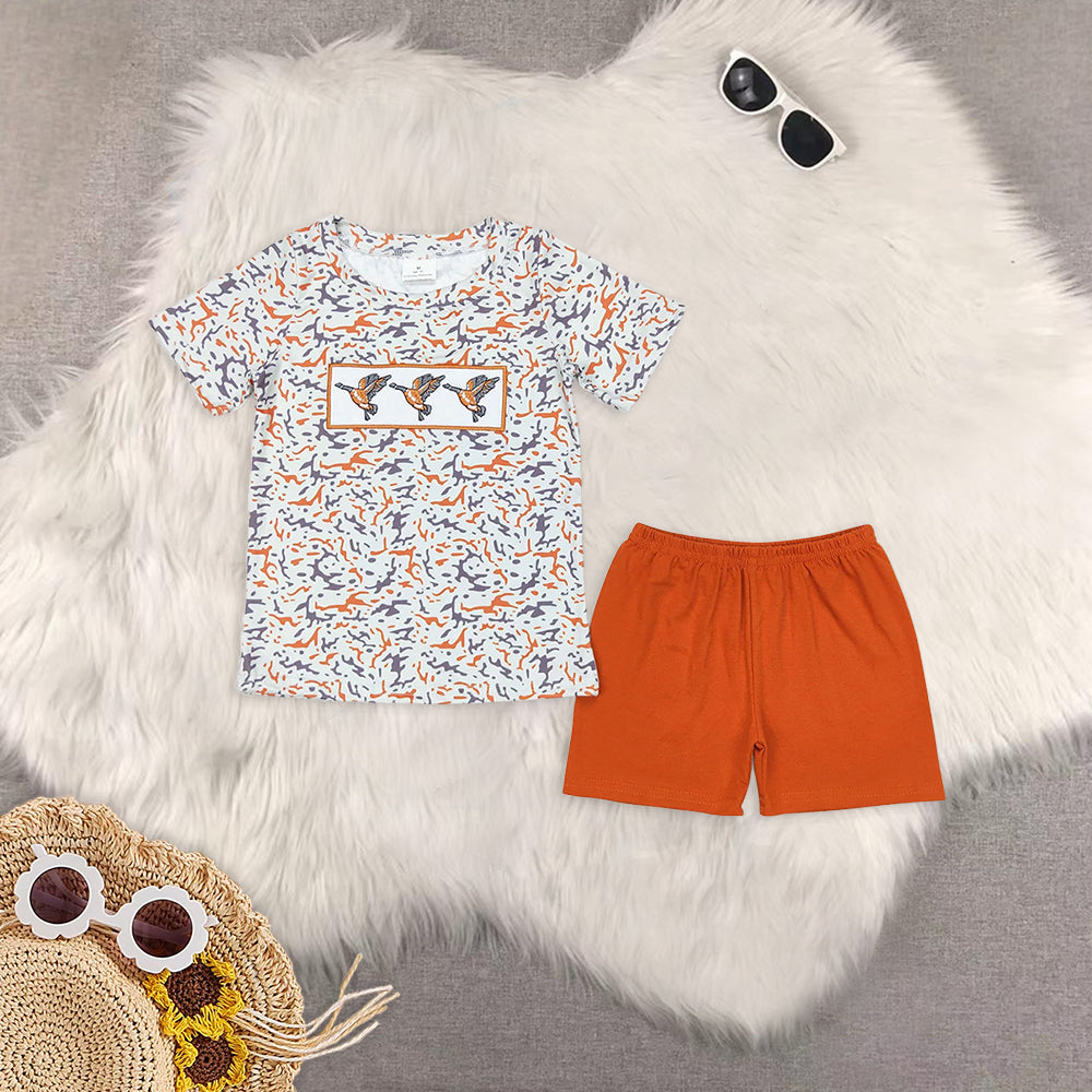8.16 RTS Sibling Short sleeves duck camo shirt shorts boys outfits rompers dress