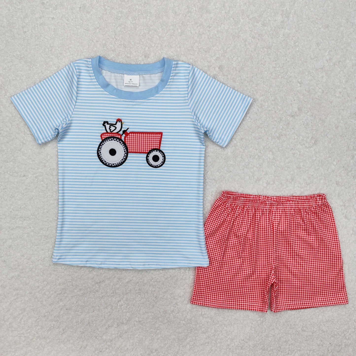 BSSO1172RTS NO MOQ Baby Boys Summer Boys Outfits Baby Boys Farm Chicken Shirt Shorts Clothes Sets
