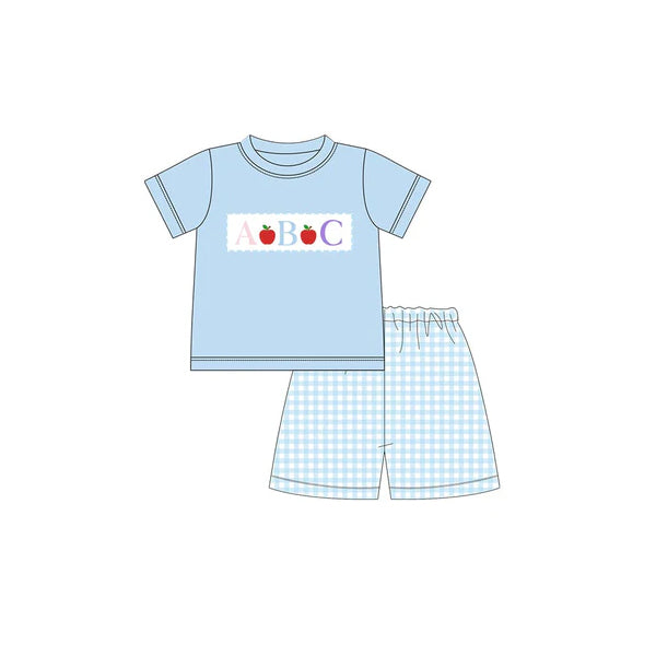 Baby Boys Back to School ABC Printed Shirt Top Shorts Set Cute Pre-K Kindergarten Clothes Outfit for Little Ones