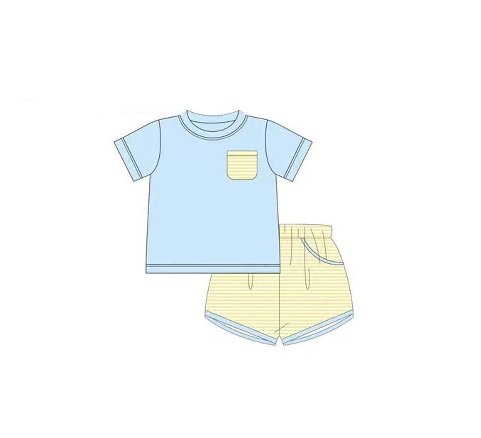 Girls Yellow Floral Tunic Ruffle Shorts Set with Straps - Spring Summer Children's Clothing Outfit