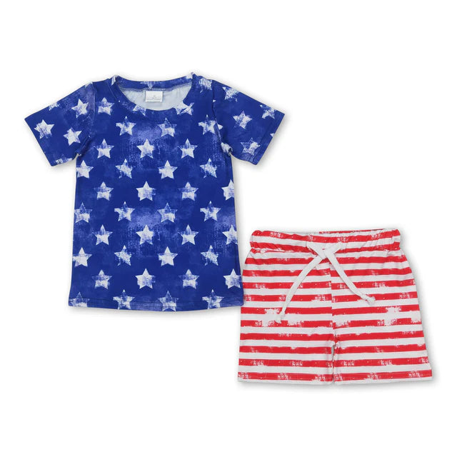 RTS Sibling Red top plaid shorts boys summer outfits