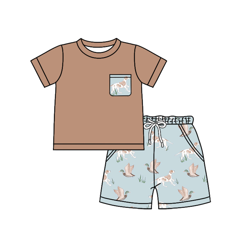 Boys Khaki Pocket Top Dog Duck Hunting Shorts - Youth Hunting Clothing Set