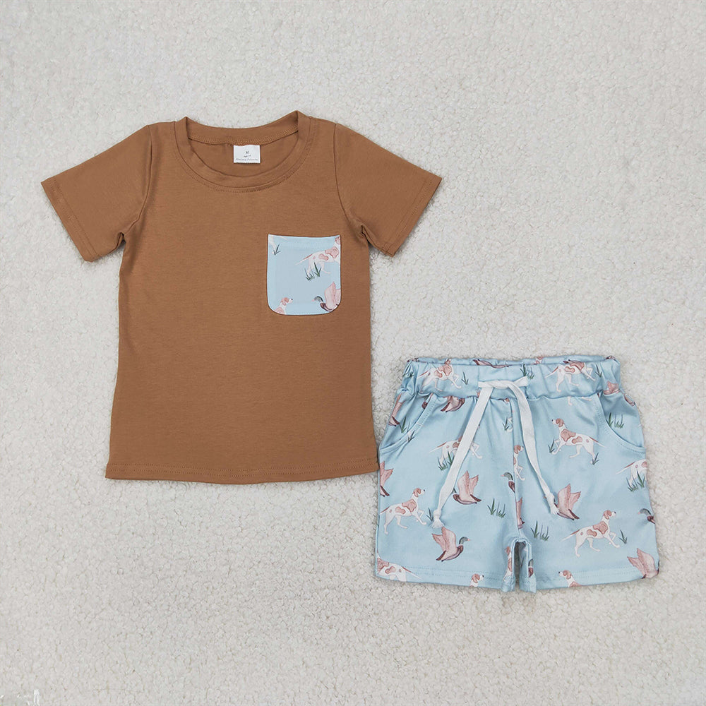 5.09 BSSO1420 RTS NO MOQ Baby Boys Summer Boys Outfits Baby Boys Hunting Duck Dog Shorts Outfit