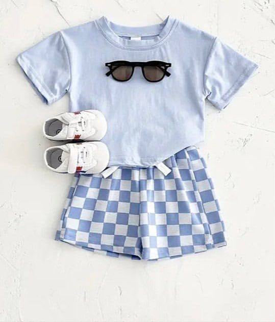 4.28 Pre order baby boy clothes green short sleeve shorts set