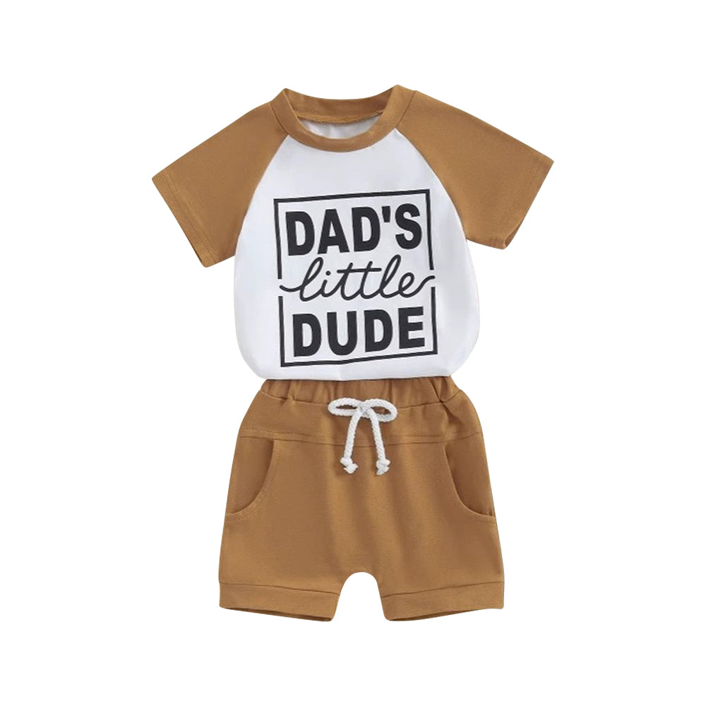 8.26 Pre order Baby Boys Aqua Short Sleeves Dad's Litter Top Pockets Short Set