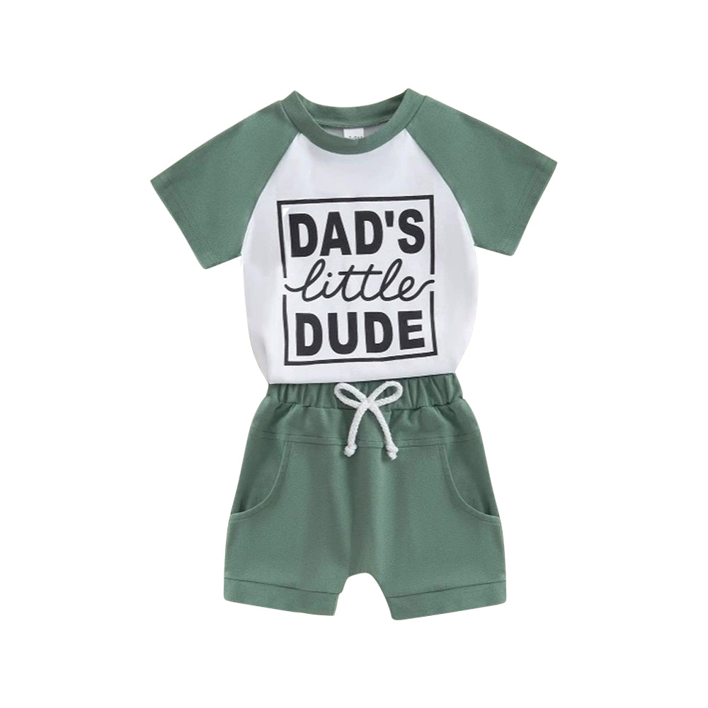 8.26 Pre order Baby Boys Aqua Short Sleeves Dad's Litter Top Pockets Short Set