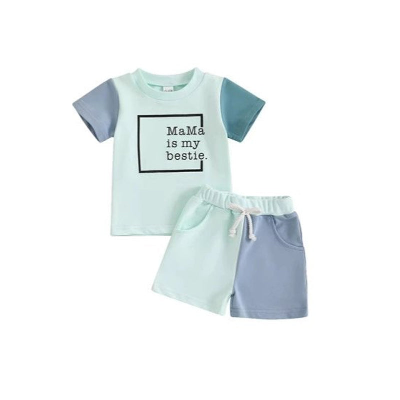 8.26 Pre order Baby Girls Pink Lavender Mama Is My Bestie Top Pocket Short Set