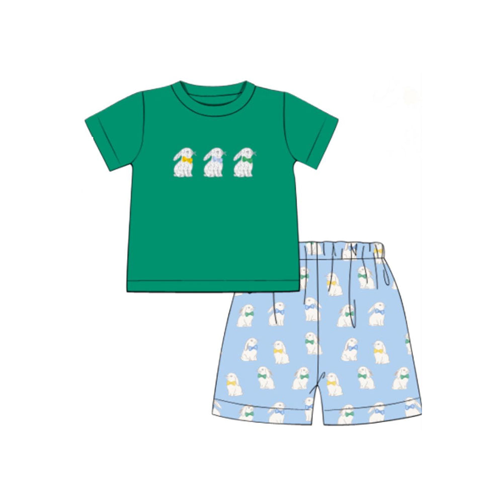 10.20 BSSO1580 Pre order No Moq Baby Boys Rabbits Top Shorts Easter Clothes Sets