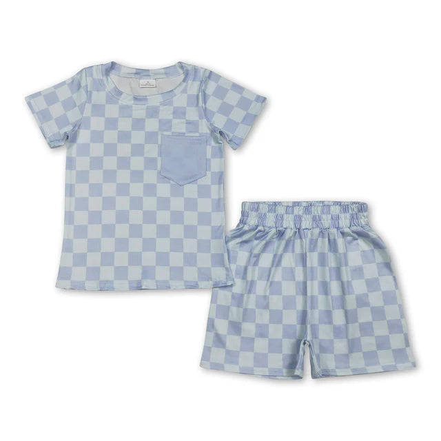 RTS Sibling Short sleeves plaid top shorts boys outfits