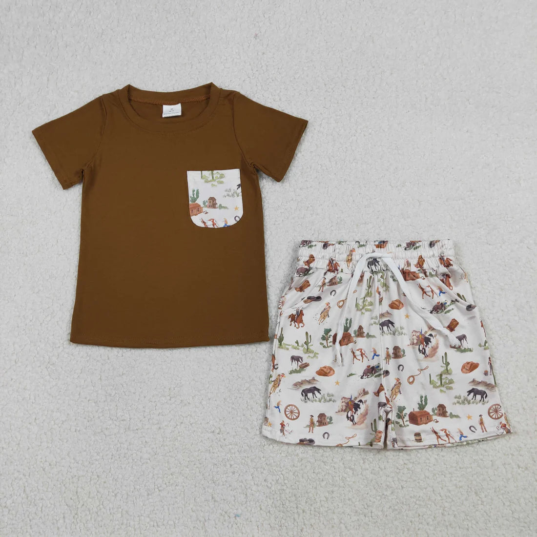 3.26 RTS Sibling Baby Boys Short Sleeve Shirts Top Pockets Shorts Clothes Sets