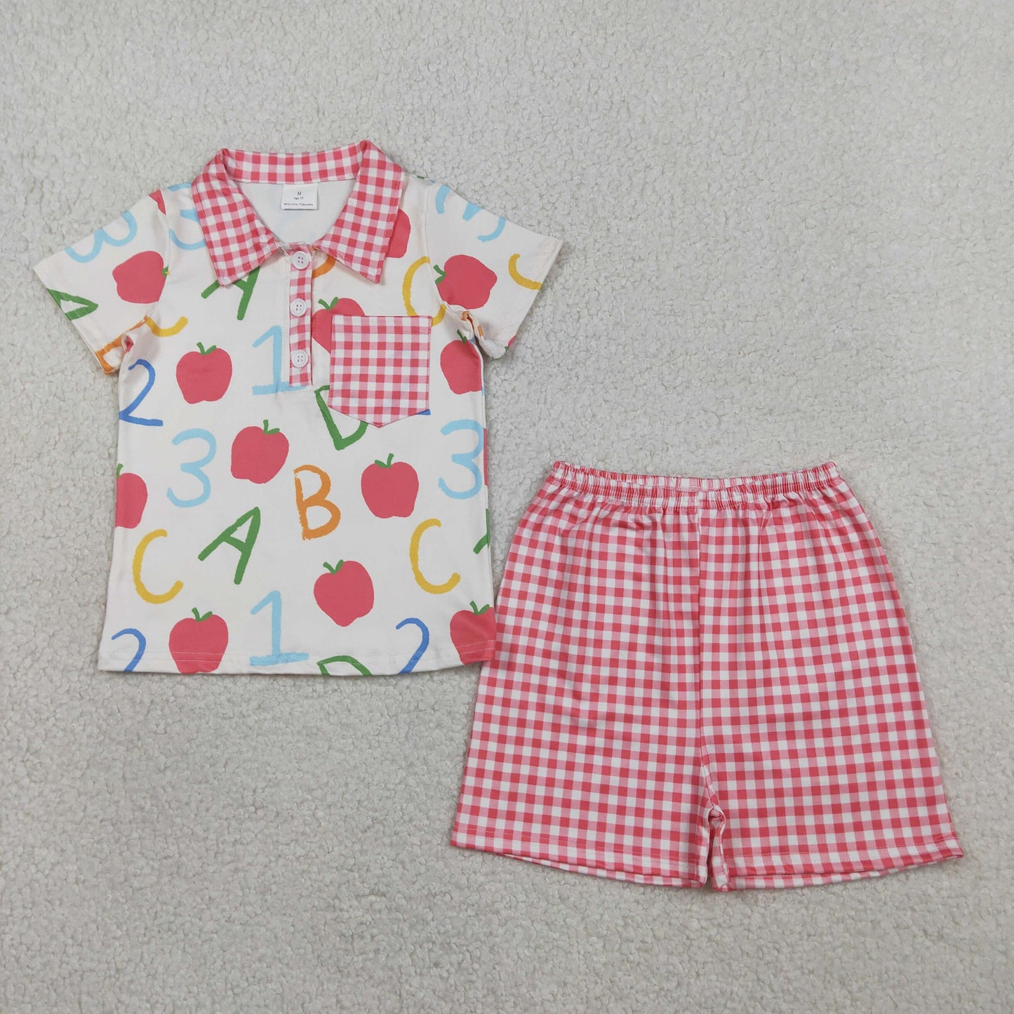 3.28 RTS Sibling Baby Kids Short sleeves ABC apple kids boys back to school outfits