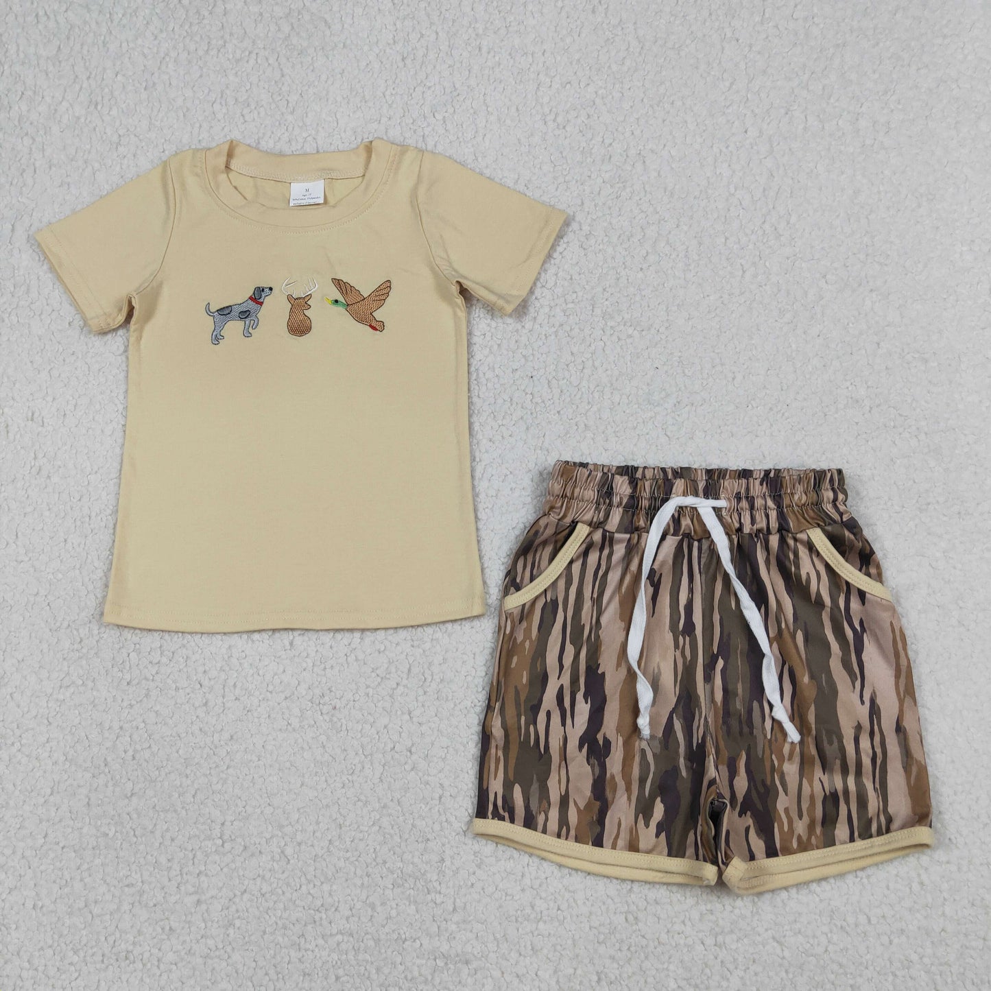 4.10 RTS Sibling Embroidery top camo shorts girls boys outfits
