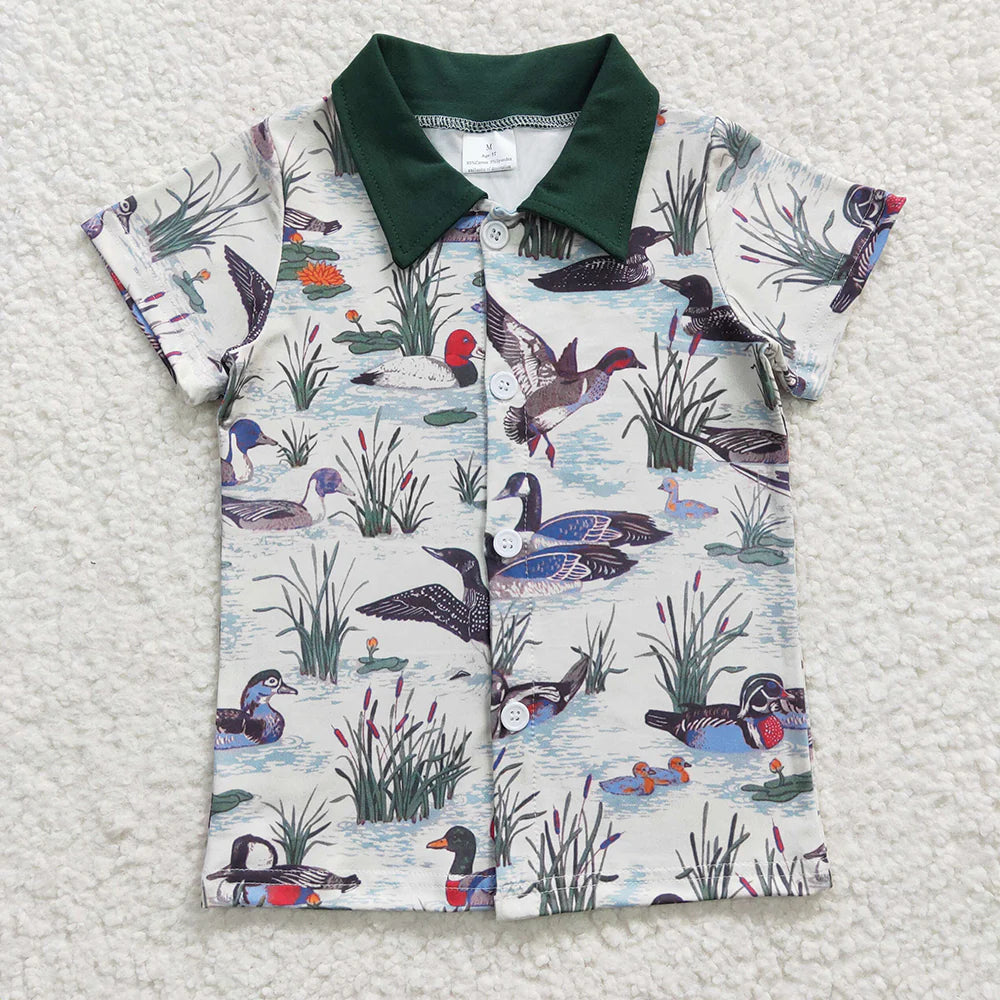 11.15 RST Sibling Baby Boys Camo Ducks Button Up Summer Shirts