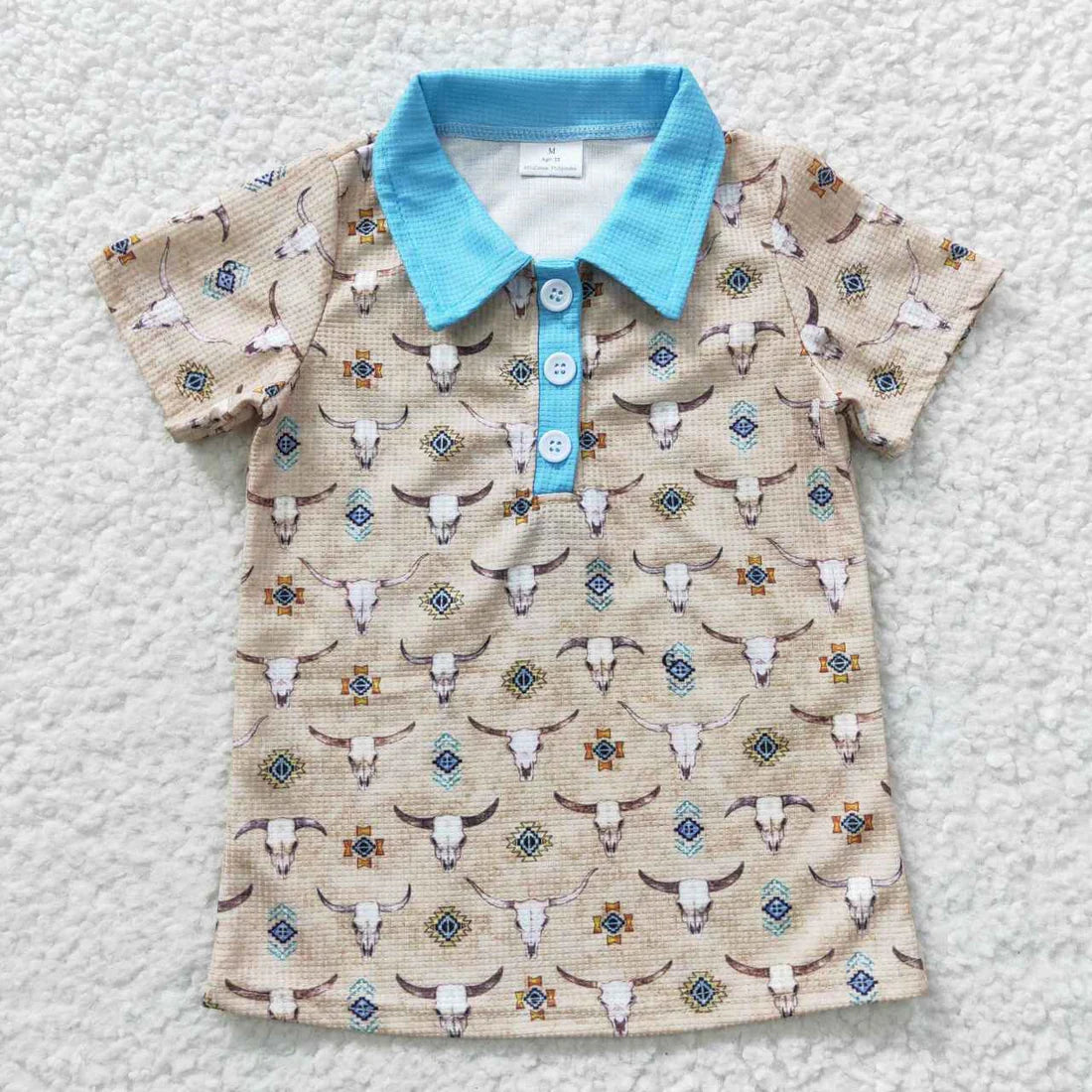 10.4 RTS Sibling Baby Boys Short Sleeve Buttons Horse Rodeos Cows Western Polo Shirts Top