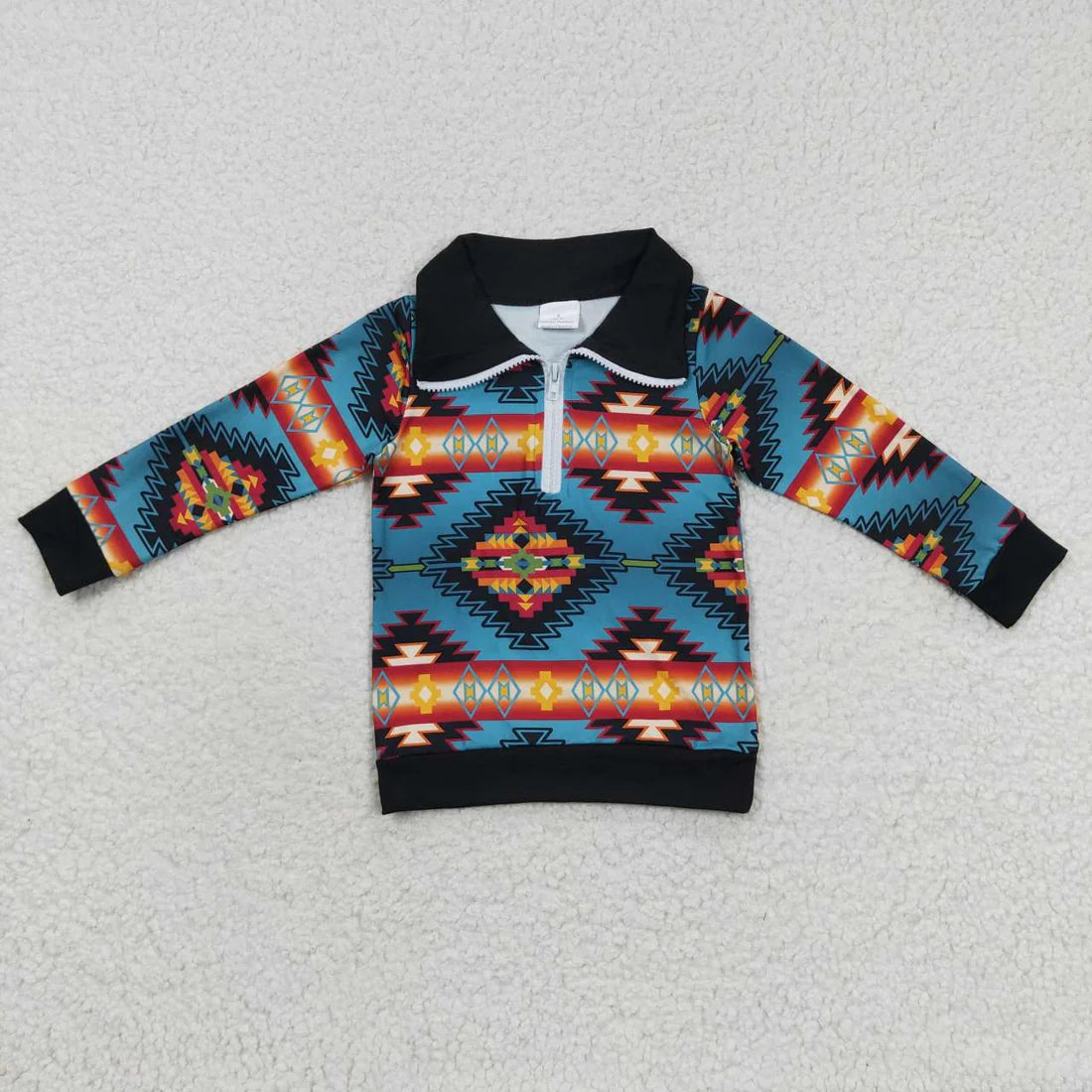 10.3 RTS Sibling Baby Boys Western Aztec Long Sleeves Zipper Pullover Tops