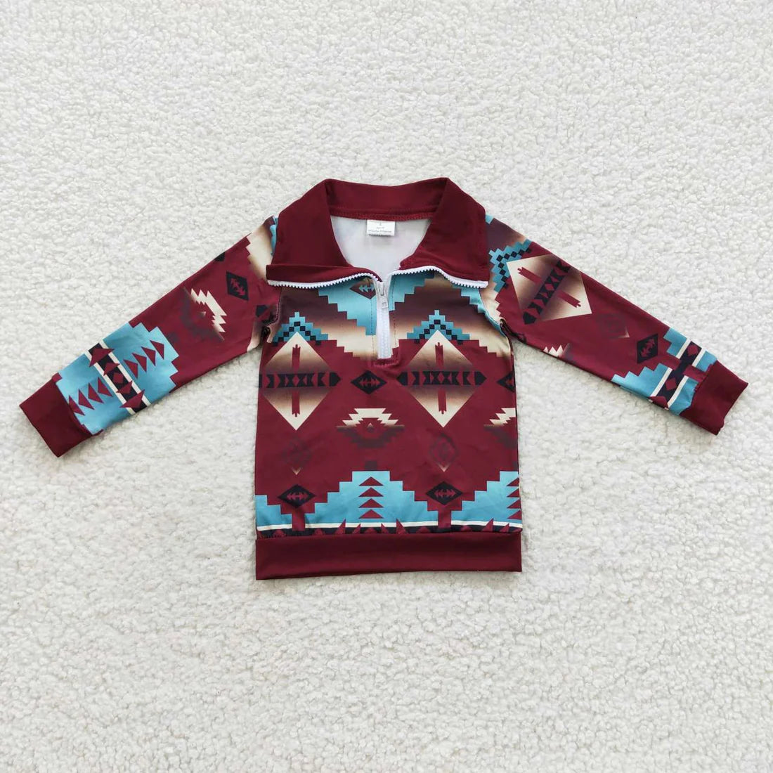 10.3 RTS Sibling Baby Boys Western Aztec Long Sleeves Zipper Pullover Tops